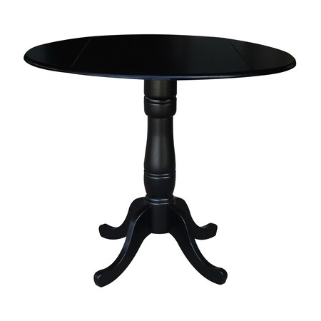 International Concepts Round 42 in Round Dual Drop Leaf Pedestal Table, 35.5 inH, Black, 42 W, 42 L, 35.5 in H, Wood K46-42DPT-6B